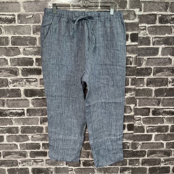 Trovata Birds of Paradise linen pants blue pockets - Picture 1 of 12